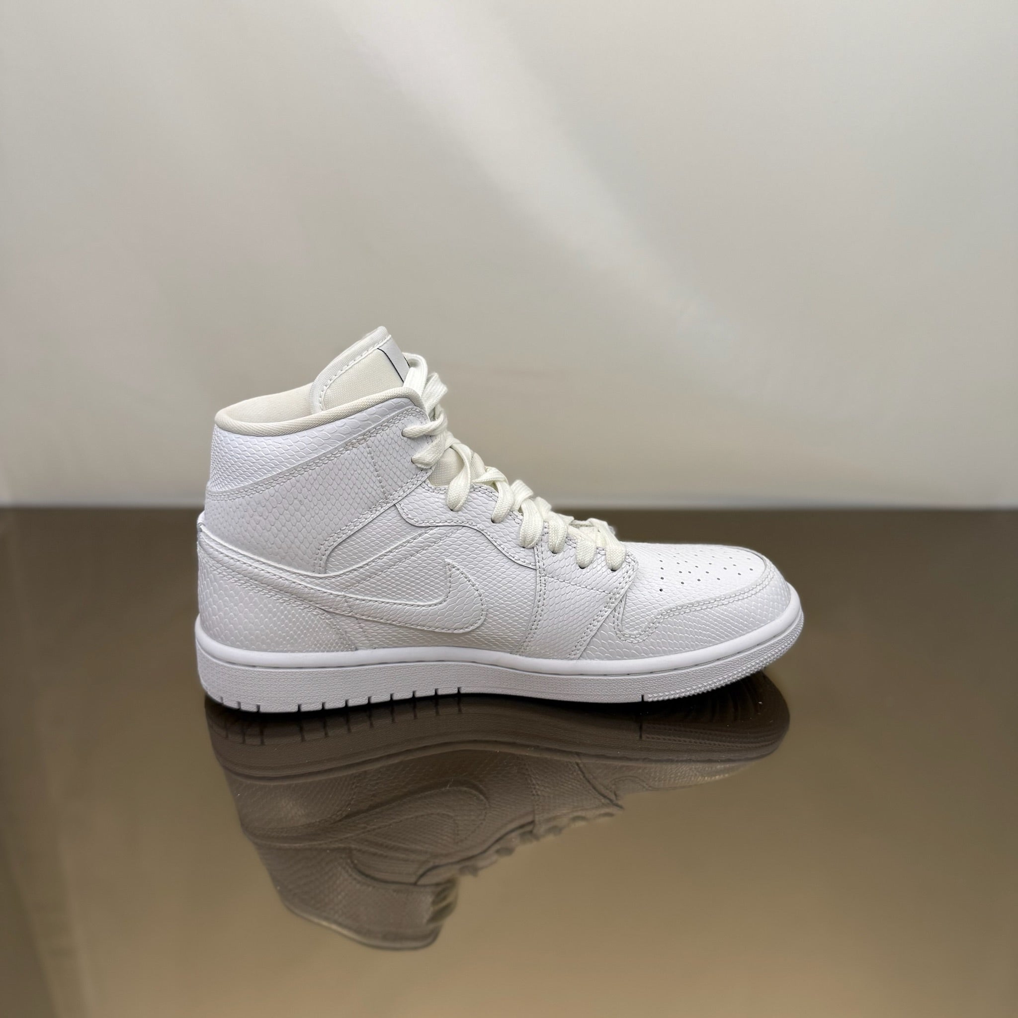 Jordan 1 Mid White Snakeskin