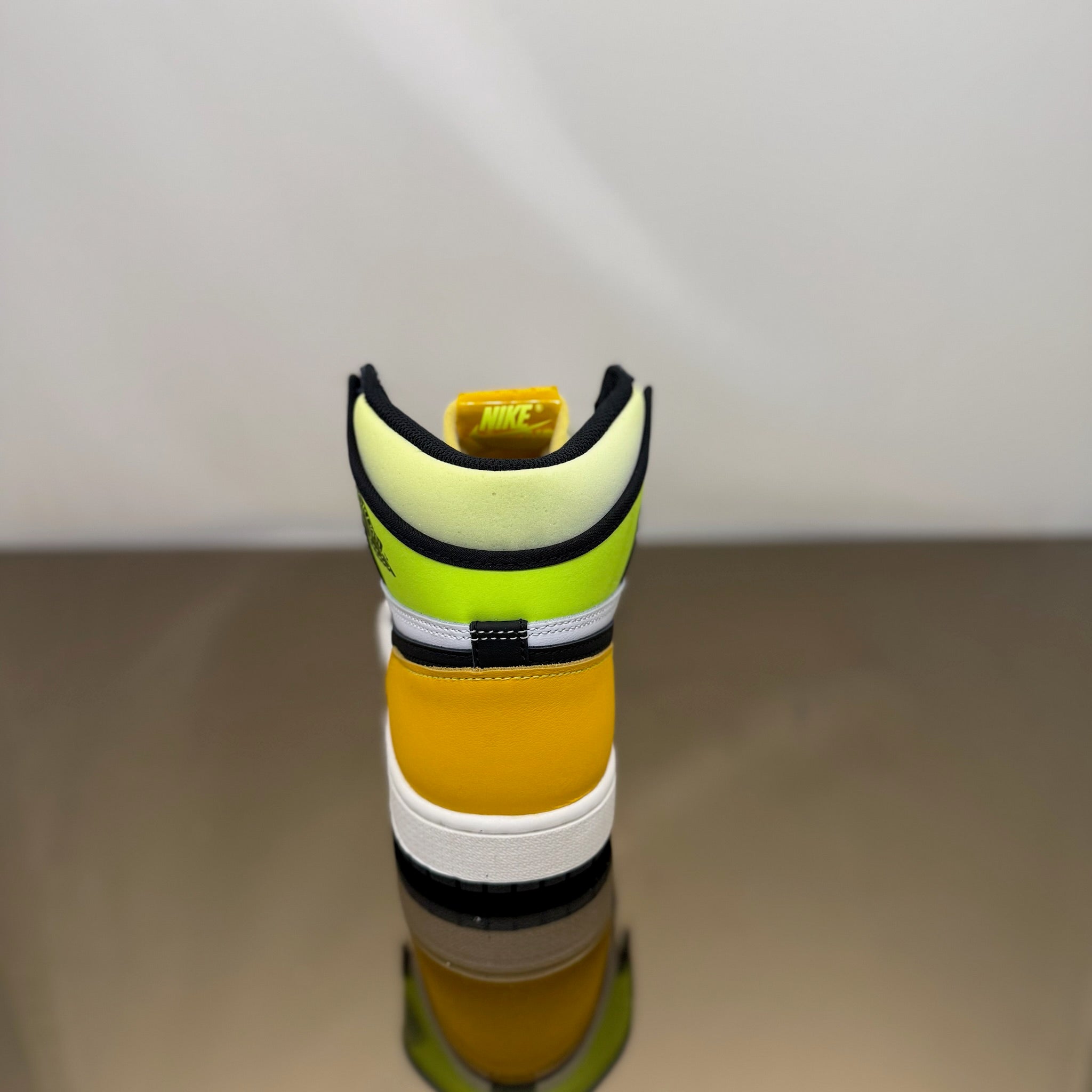 Jordan 1 Retro High White Black Volt University Gold