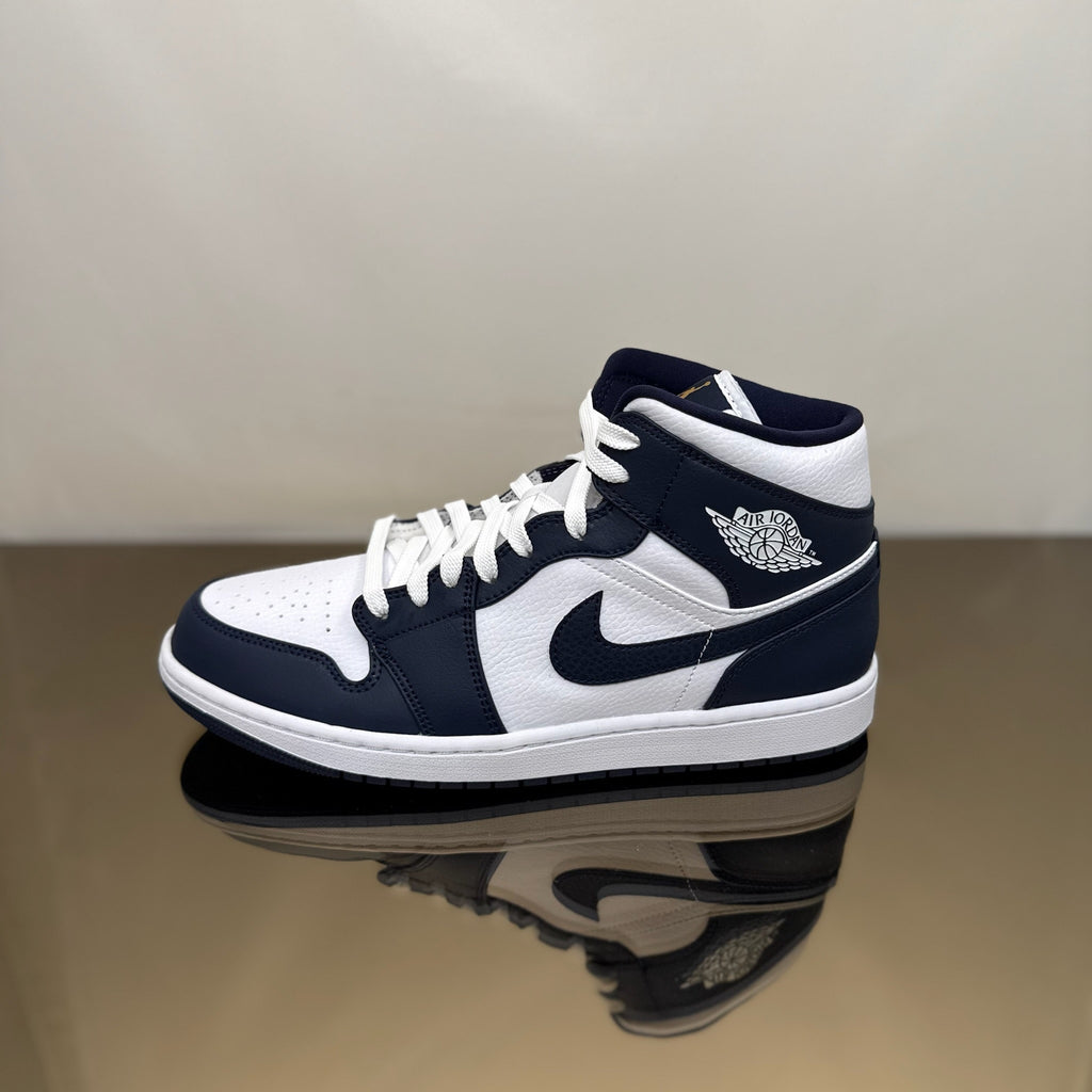 Jordan 1 Mid White Metallic Gold Obsidian
